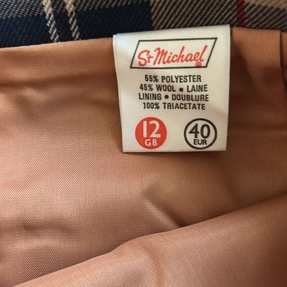 Vintage St Michael’s Plaid Skirt Preppy 1970 tag Size 8 or EU 40 - Picture 5 of 8